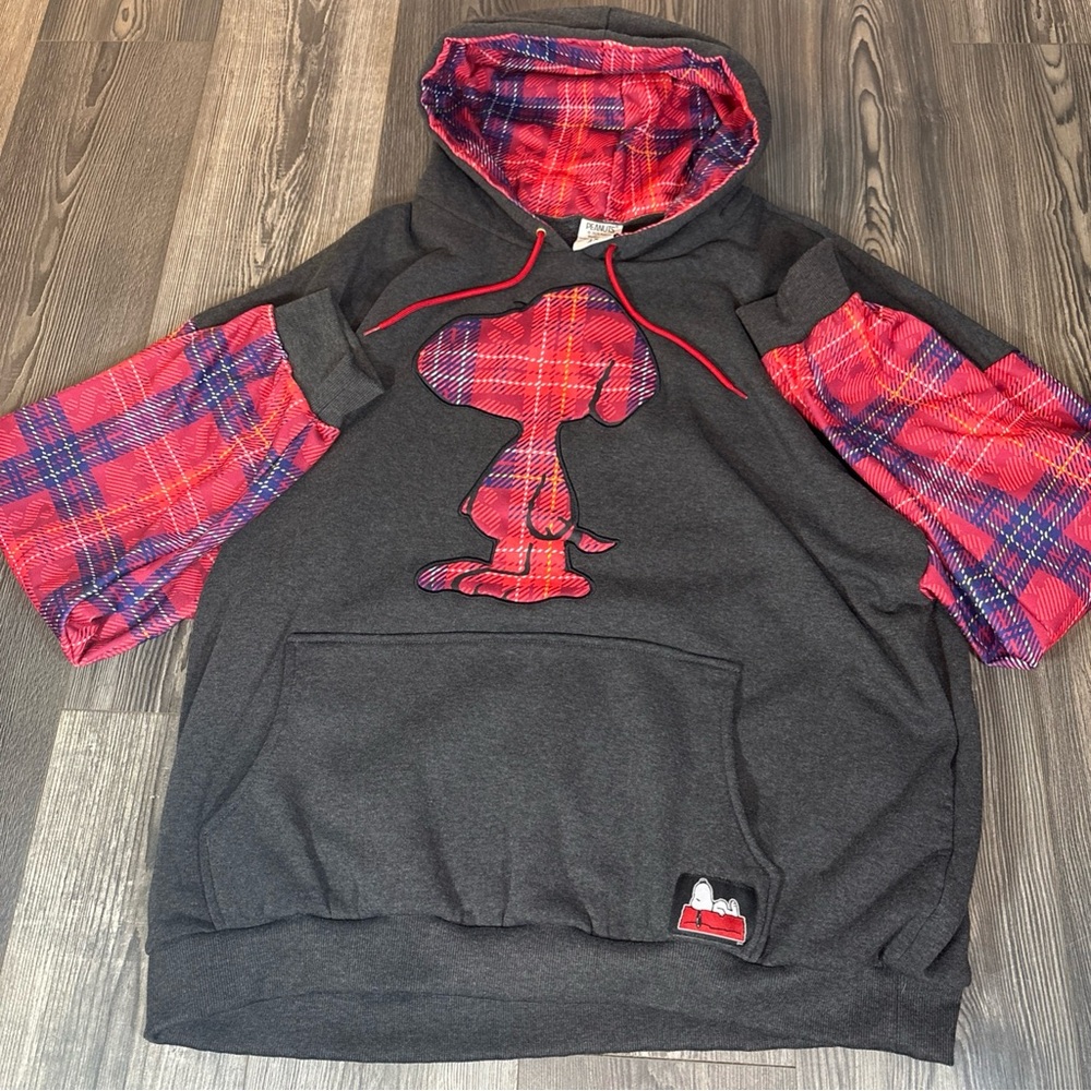Peanuts Snoopy Plaid & Black Sweatshirt Hoodie Size 4X 2024
